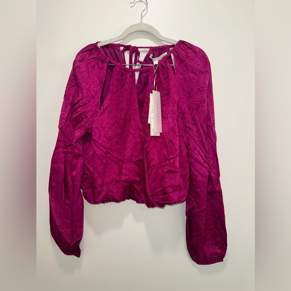 NWT Veronica beard Sionne Paisley Print Long Puff Sleeve Silk Blend Top Sz 4 #A1 - Picture 3 of 6